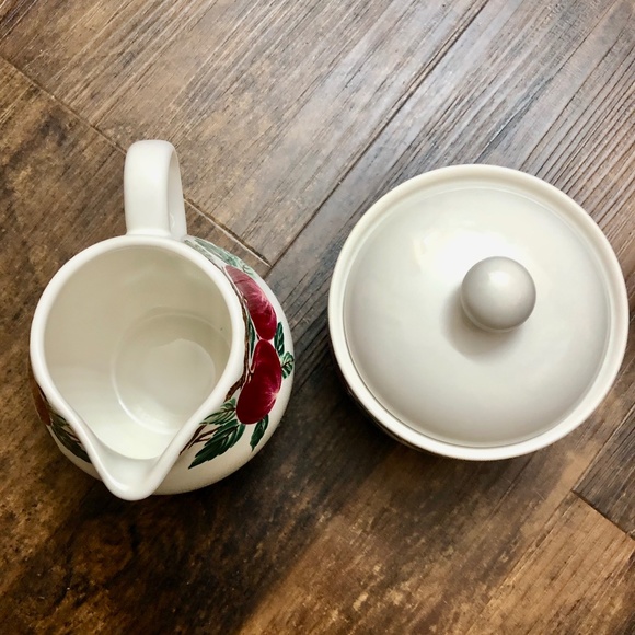 Sugar & Creamer Set Cafe Classico by Nancy Calhoun BELLA ROMA country apples - Picture 4 of 10